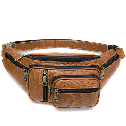 Men's Real Leather Fanny Waist Pack Bag Sling Backpack Crocodile Chest Bags