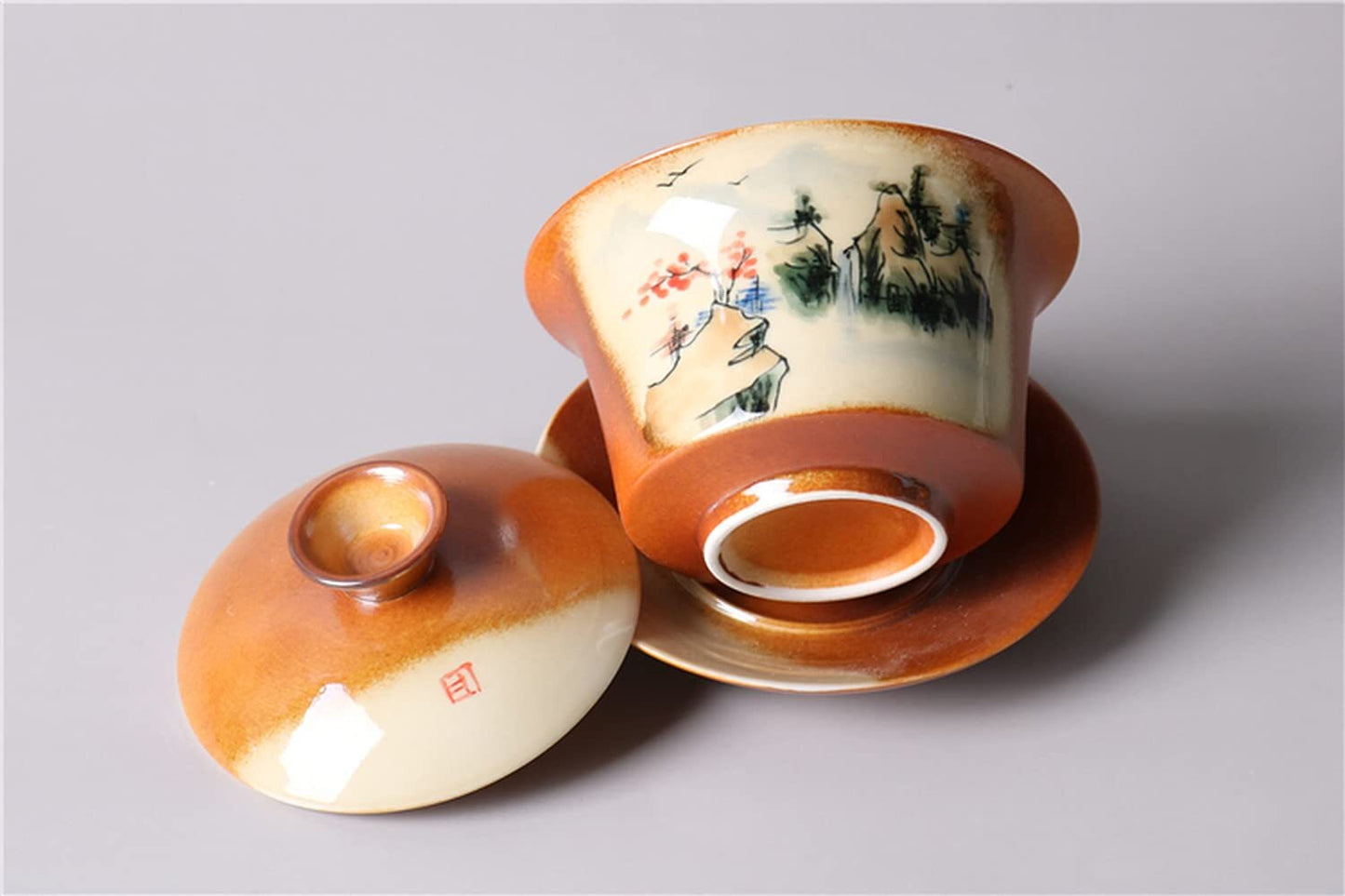 180ml Tea Set Hand Painted Gaiwan Creative Landscape Pattern Tureen Tea