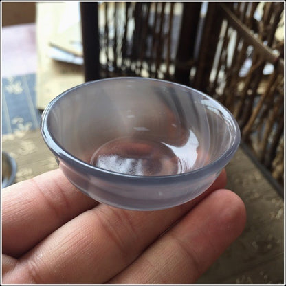 Natural Hand Carved Gray Agate Cup Jade Cup Bowl Diameter about 5.0cm 1.98in