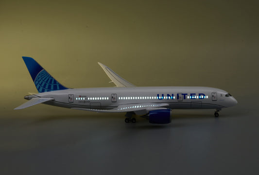 1:130 43CM UNITED BOEING 787 Plane Airplane Led Sound Light Resin Aircraft Model