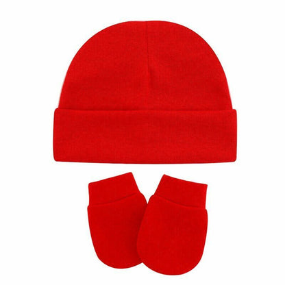 Hats Gloves 3pcs/Lot Solid Childrens Cotton Baby Winter Warm Cap Toddler Beanie