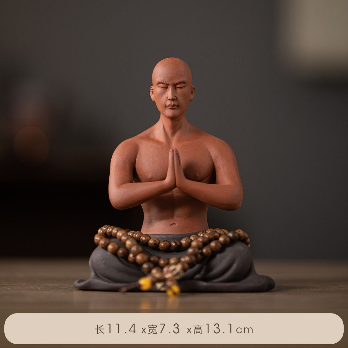 Zisha Zen Monk Statue Buddhist Little Monk Ornament Chinese Style Decor