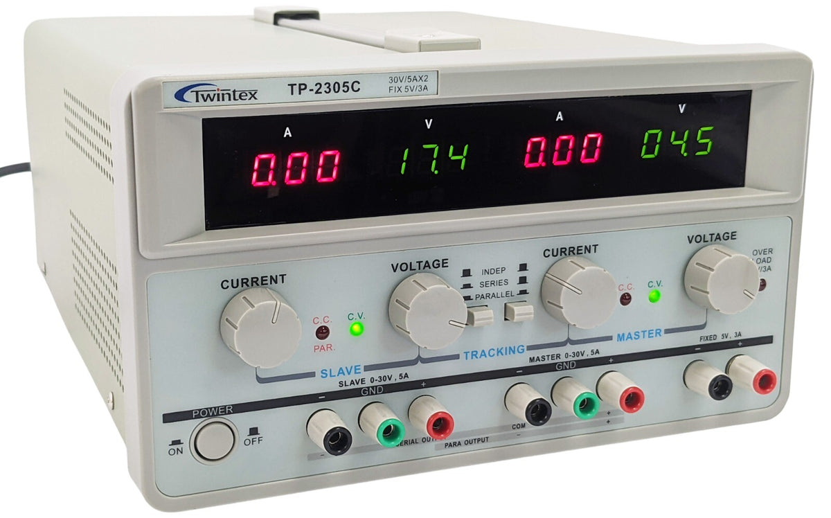 DC Power Supply Variable Triple Output, 0-30V, 5A, LED Display, Twintex TP-2305C
