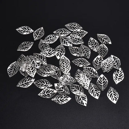 Metal Handicraft Clasps Leaf Filigree Pendant Jewelry Making Decoration 100pcs