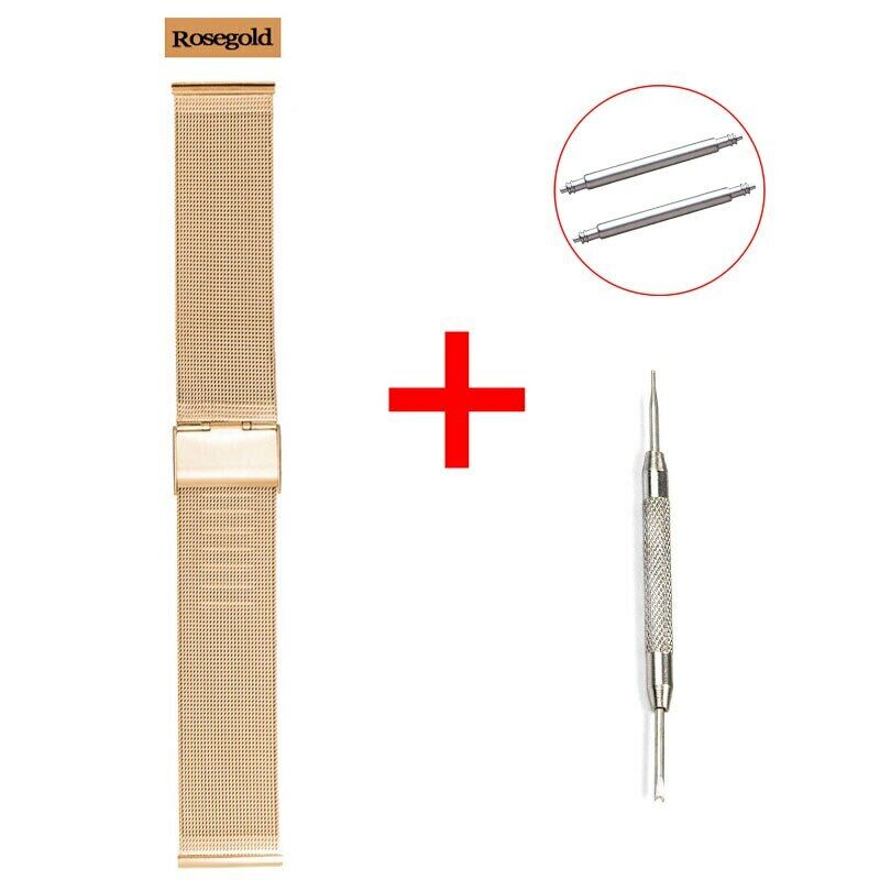 8mm~24mm Stainless Steel Milanese Loop Mesh Watch Band Strap Fold Buckle Release