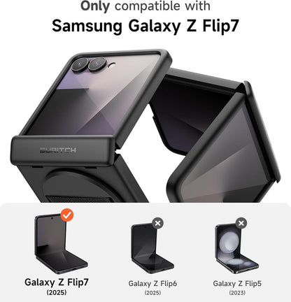 for Samsung Galaxy Z Flip7 Case with 360° Rotatable Hand Strap Phone Grip Holder