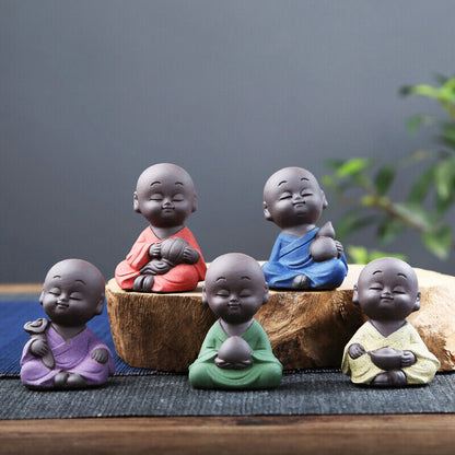 5pcs/lot Little Monk Zisha Tea Pet Lovely House Decoration Tea Play Mascot Boys