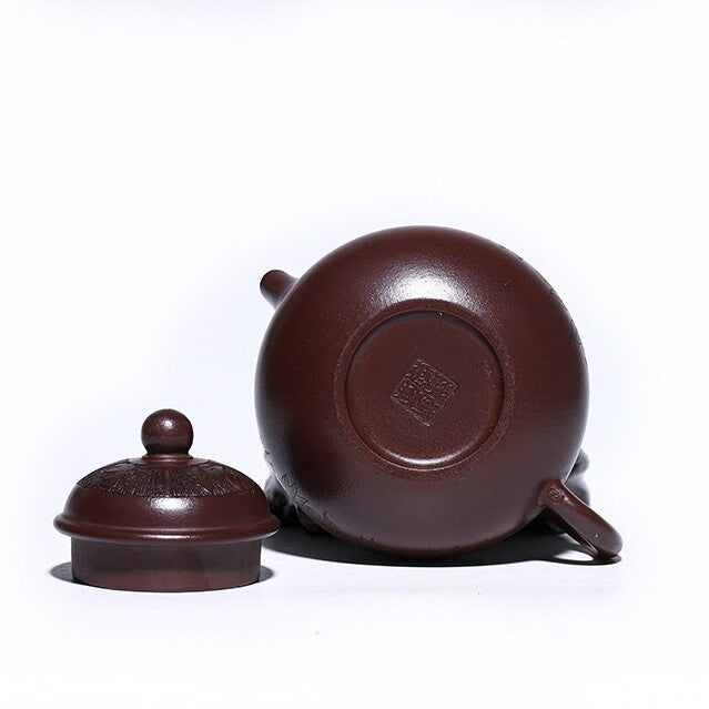 300ml true yixing zisha purple clay tea pot handmade carved certificate paper