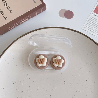 Women Contact Lens Case Plastic Lovely Cat Paw Container Storage Box 6.4x4x2.5cm