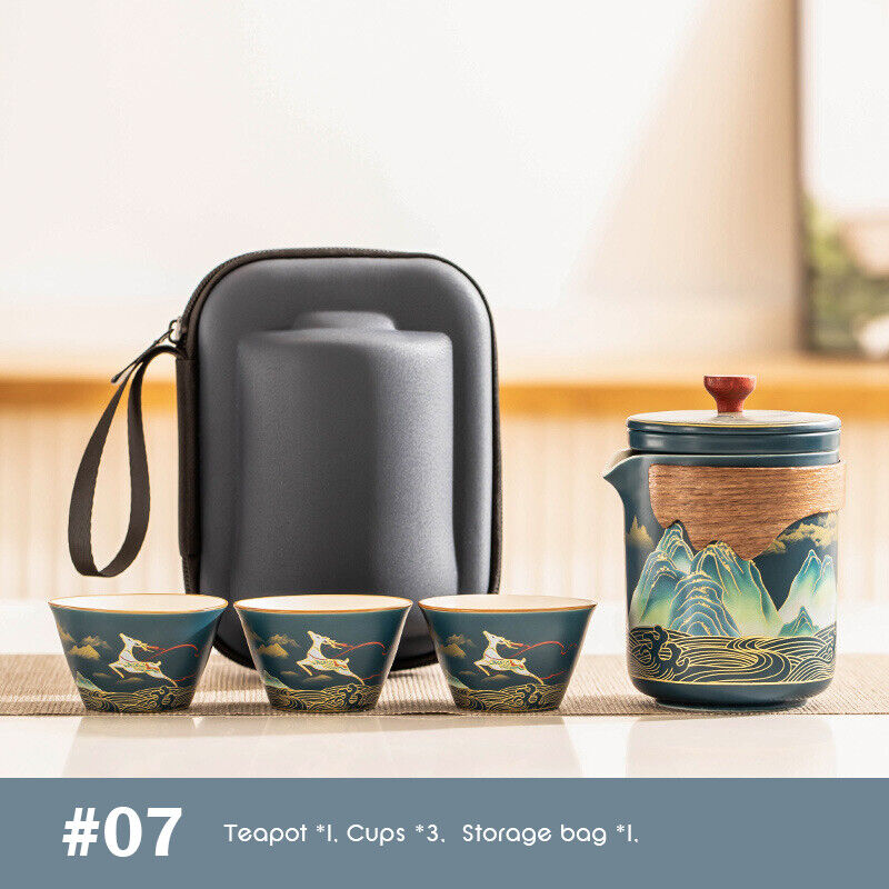 Outdoor Office Camping Tea Ceramic Set Porcelain Chinese Gongfu Tea Cup Set