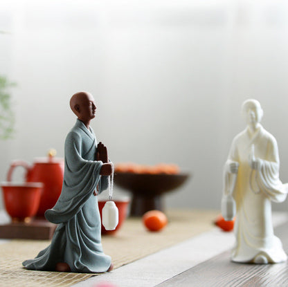 Taoism Style Tea Pet Home Table Decoration Zisha Porcelain Monk With Light New