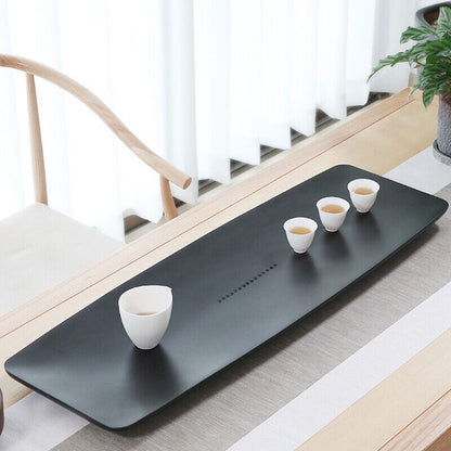 Burnishing Craft Weighted Tea Tray Simple Pattern Water Draining Serving Tray