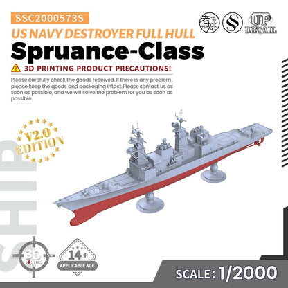 1/2000 US Navy Spruance-Class Destroyer Full Hull Military Model SSC2000573S