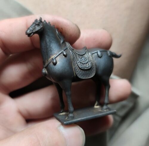 1 pcs Brass Chinese Tang Warrior Horse Statue Army Horse Figurine Decor