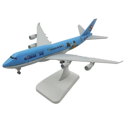 1/350 20cm Diecast Alloy Korean Air Aircraft B747 Airplane Simulation Model