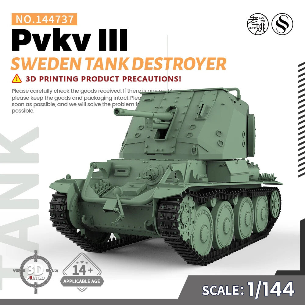SSMODEL SS144737 1/144 Military Model Kit Sweden Tank Destroyer Pvkv III