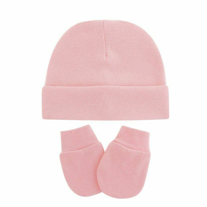 Hats Gloves 3pcs/Lot Solid Childrens Cotton Baby Winter Warm Cap Toddler Beanie
