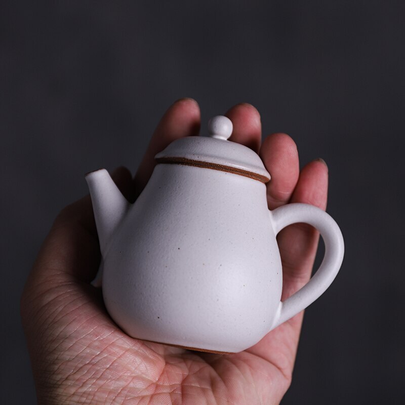 White Ceramic Teapots Chinese Kungfu Tea Pot Pottery Handmade Pot Drinkware