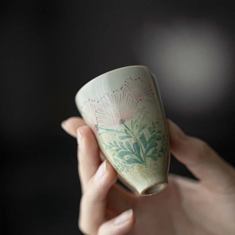 1PC Hand-painted Dandelion Tea Cup Honey Porcelain Smell Cup Master Cup