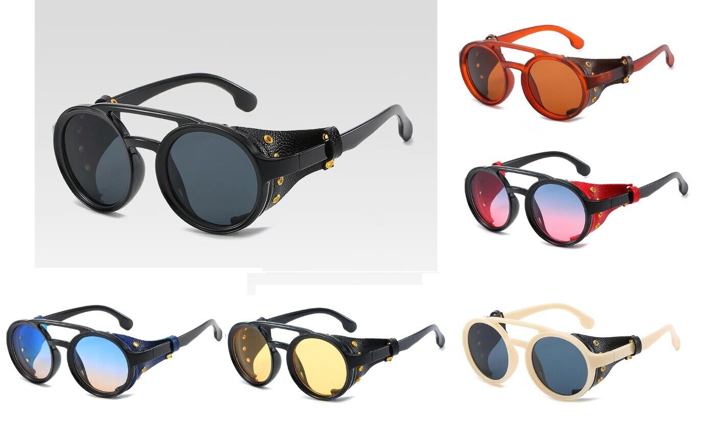 Men Steampunk Sunglasses Round Vintage UV400 Shade Women Eyewear Stylish Glasses