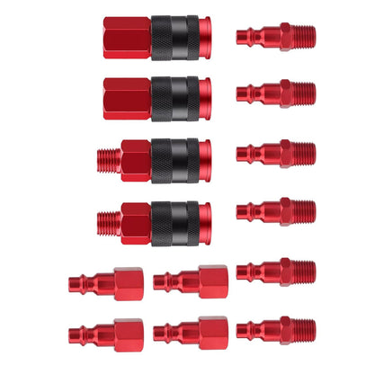 14pcs Air Hose Fittings For 1/4 Inch NPT Thread With Quick-Connect Design