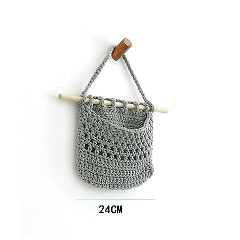 Hanging Fruit Basket Handmade Woven Jute Vegetable Storage Bag Kitchen Organizer