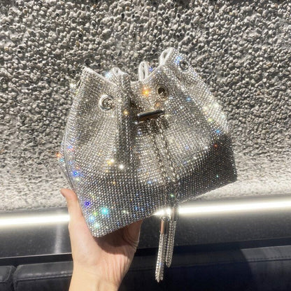 Tassel Evening Clutch Bag Women Crystal Bucket Purse Bridal Wedding Party