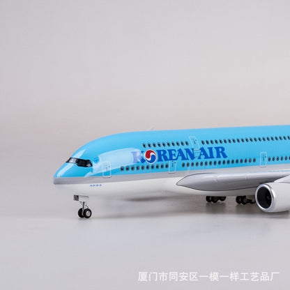 45CM 1:160 Korean Air Model Airlines Airbus A380 Resin Airplane Lamp Sound Model