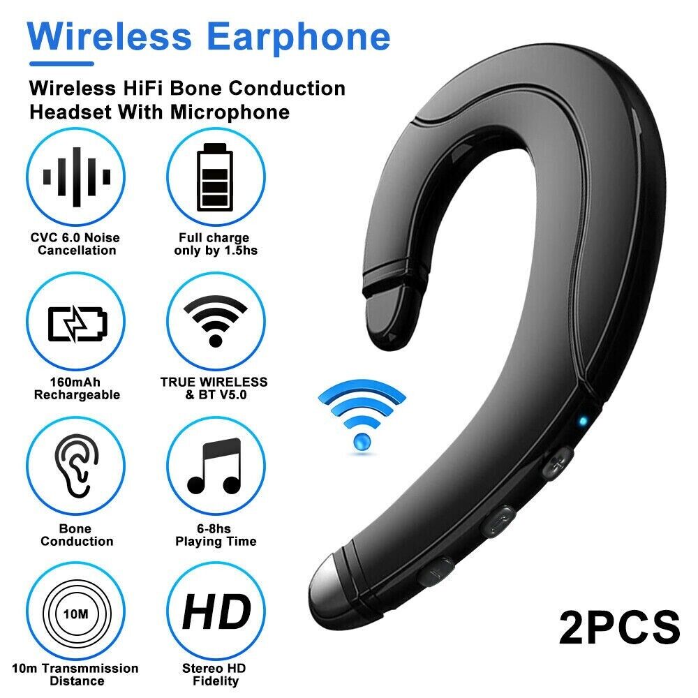 Bluetooth 5.0 Bone Conduction Headphones Wireless Earbuds Sport -