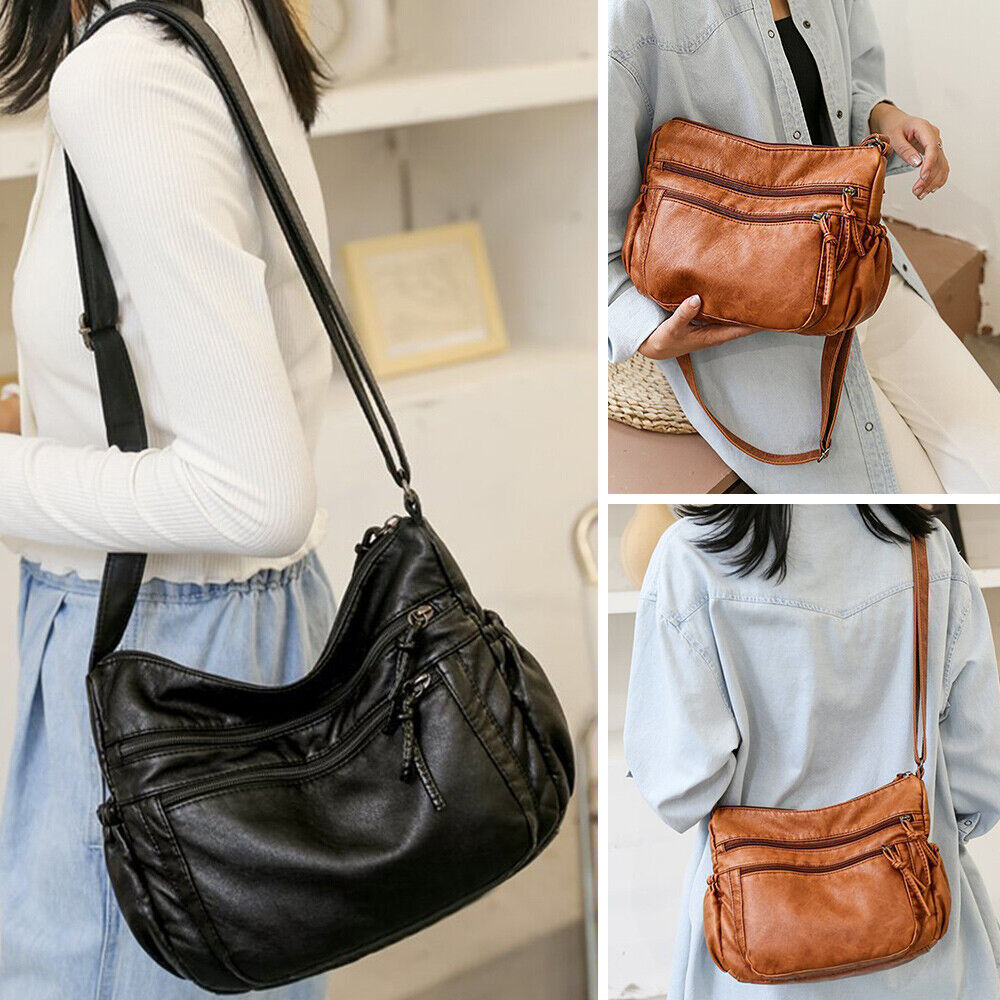 Vintage Women Handbag Tote Hobo Bag Soft PU Leather Crossbady Shoulder Bag Purse