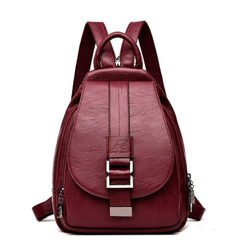 Women Leather Backpacks Female School Bag Travel Back Bag Retro Bagpack