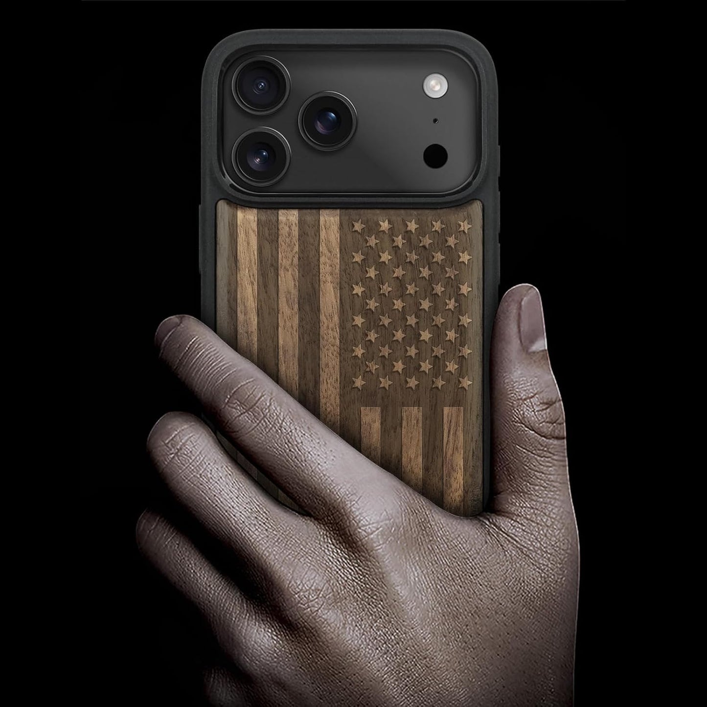 Magnetic Wooden Case for Iphone 17 Pro Max Case, Wood Artisan Engraved & Black S