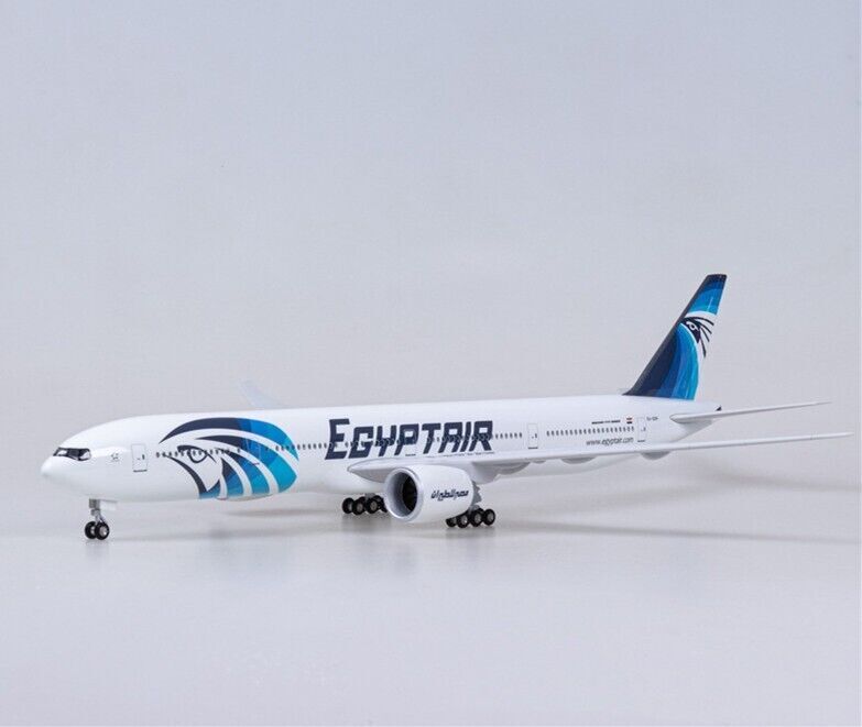 47CM EGYPTAIR B777-300ER Passenger Plane Led Sound- controlled Light Resin Model