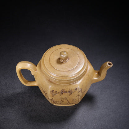 Chinese Yixing Zisha Clay Handmade Exquisite Teapot（六方宫灯 底款：冯桂林）