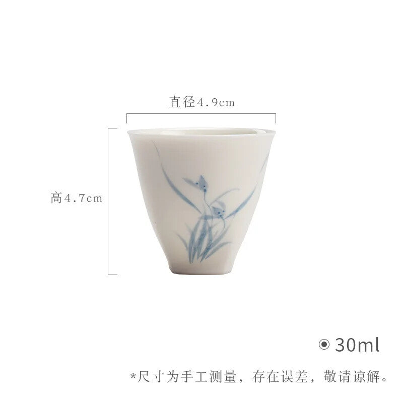 Jade Clay Orchid Single Cup Chinese Style Kungfu Tea Cup Hand-painted Tea Cup