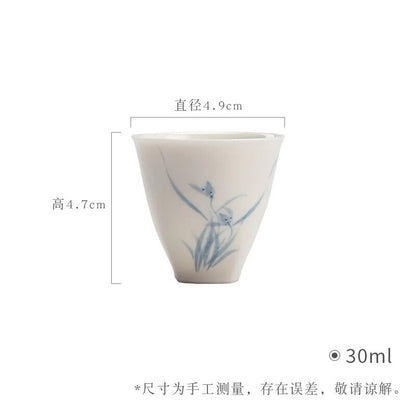 Jade Clay Orchid Single Cup Chinese Style Kungfu Tea Cup Hand-painted Tea Cup