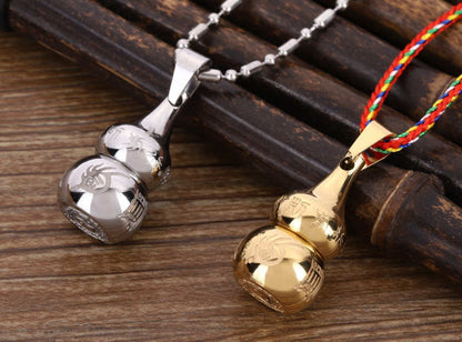 Titanium Steel Gourd Waterproof Medicine Box Pill Case Talisman Necklace Pendant