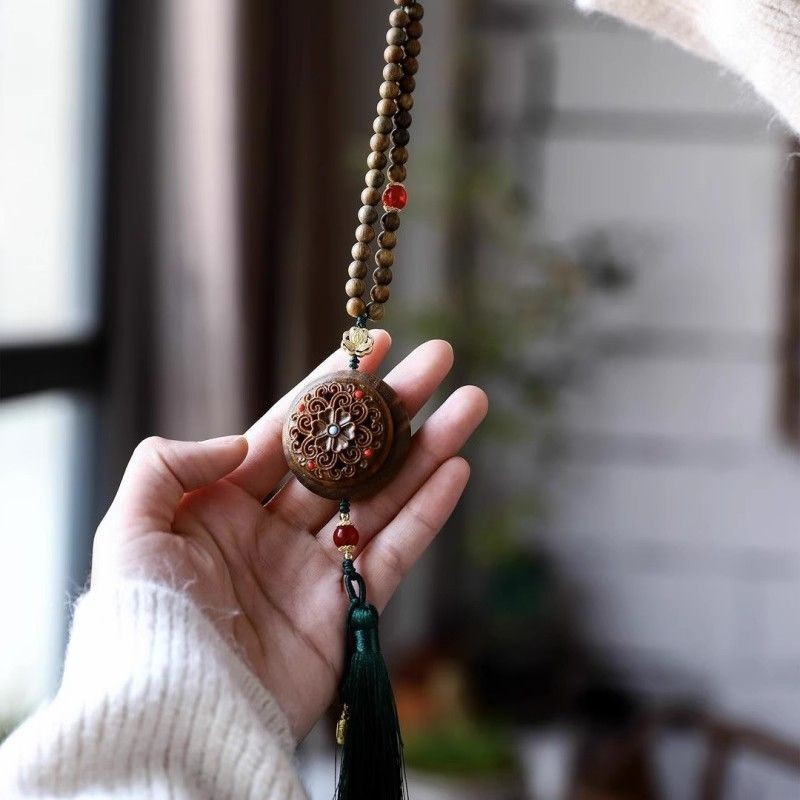 Green Sandalwood Passion Flower Sachet Pendant Car Mirror Hanging Handmade Bag