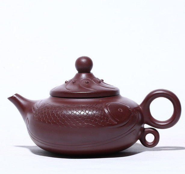 Big Yixing Zisha Pottery Clay Teapot Tea Pot Fish Shape Kung Fu Tea Gift 320ml