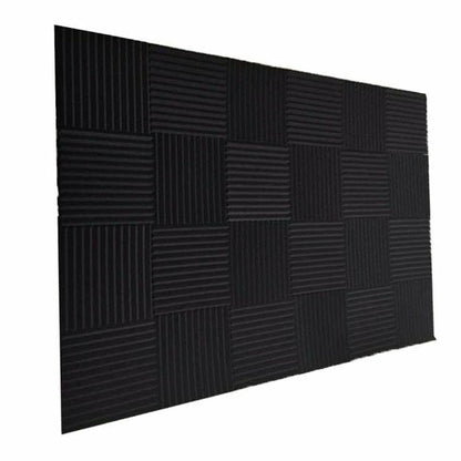Wall Panel 50Pcs 12 Slot Fire-Retardant Soundproof Cotton Sound-Absorbing Black