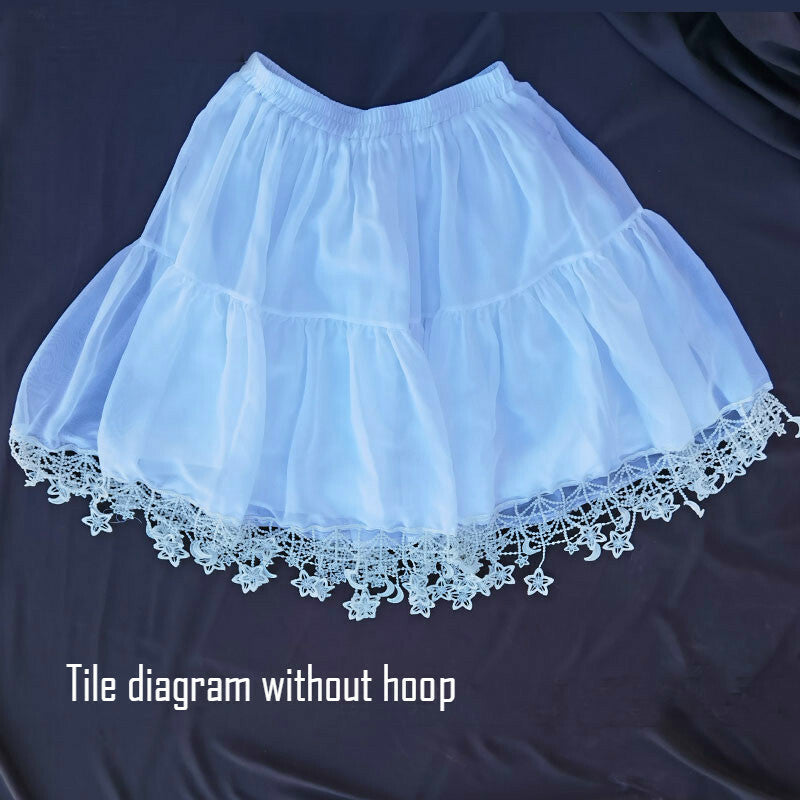 Women Girls Lolita Hoop Skirt Crinoline Lace Petticoat Cosplay Underskirt