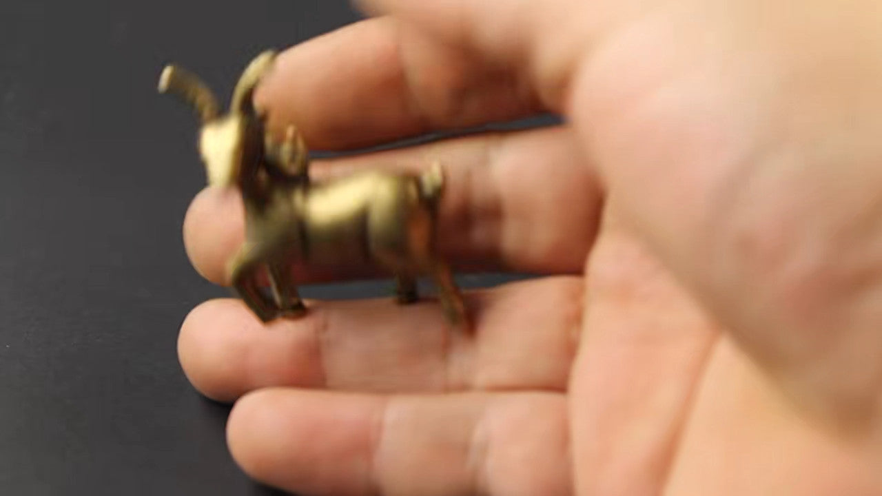 Pure Brass Goat Statue Keychain Pendant Sheep Figure Miniature Tea Pet Ornament