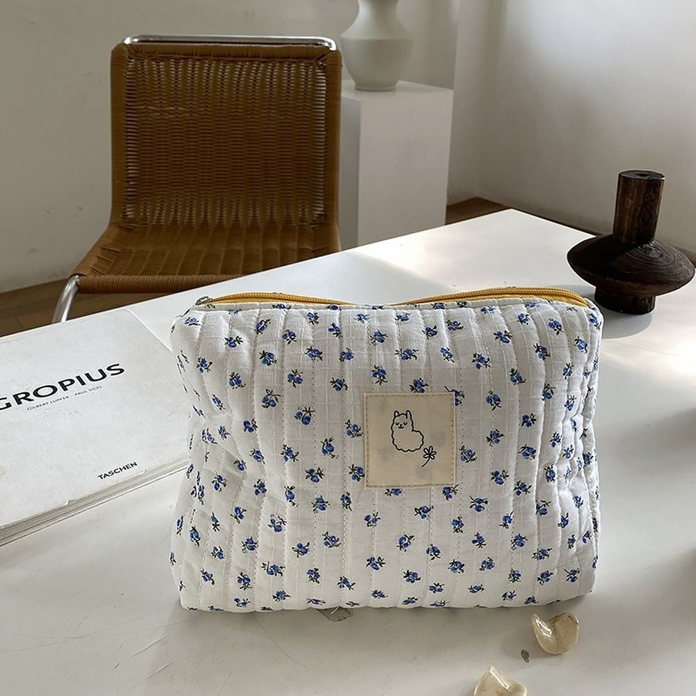 Makeup Bag Cosmetic Storage Toiletry Beauty Case Cotton Floral Travel Pouch 1 PC