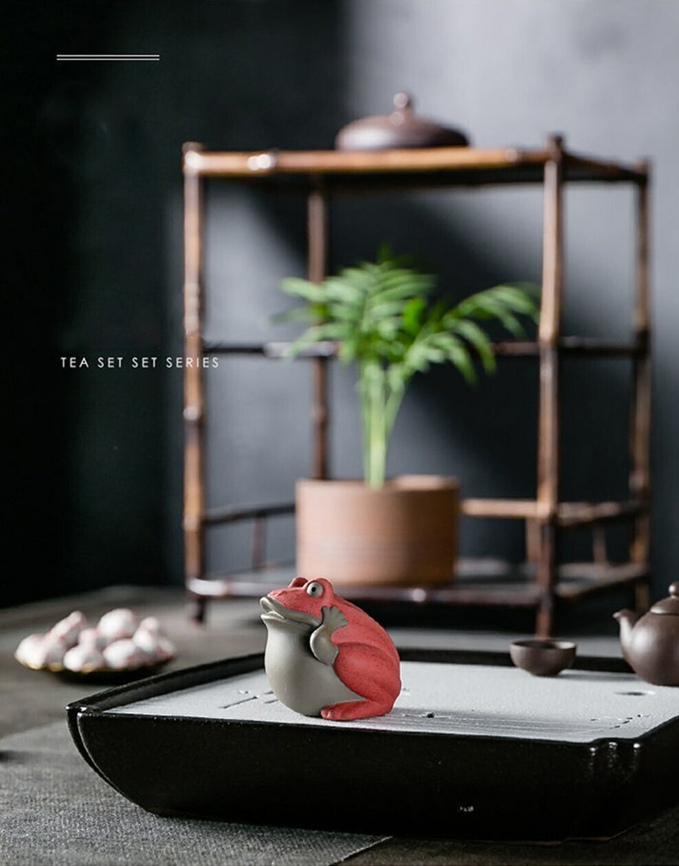 7cm Painted Pottery Frog Tea Pet Decor Purple Clay Tea Play Tea Set Accessories