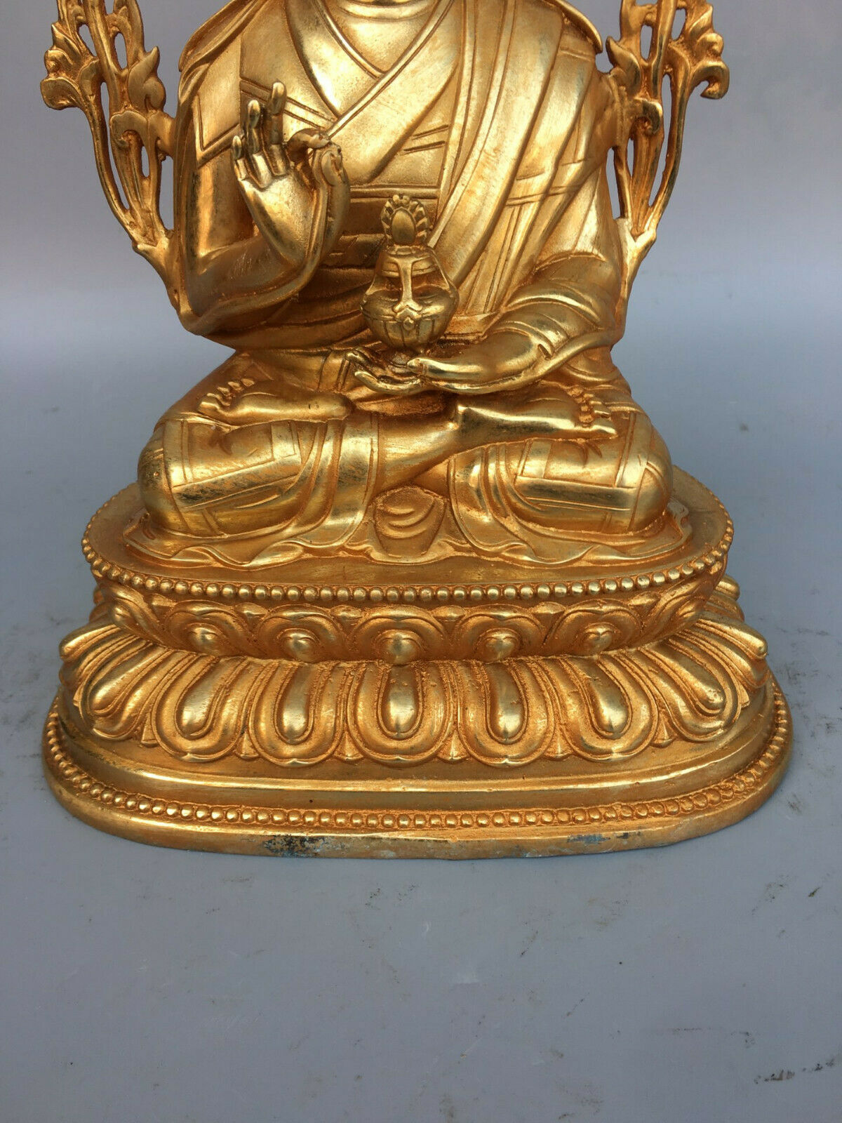 25 cm China Brass Je Tsongkhapa Statue Bronze gold Buddha Statue sculpture