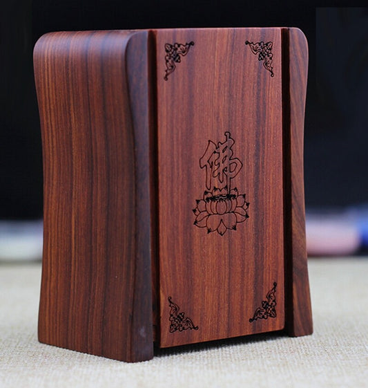 Miniature Portable Rosewood Carved Altar Buddhist Statue Butsudan Shrine