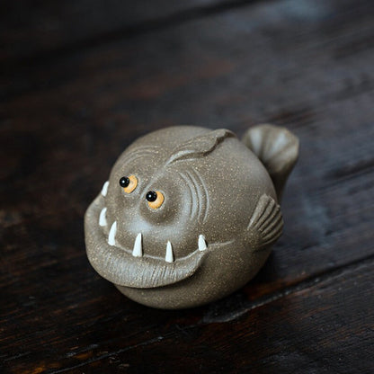 Purple Clay Puffer Fish Teapet Tea Animals from Yixing