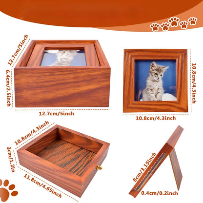Pet Ash Urn Dog Cat Memorial Box Pet Funeral Box with Frame Pet Accessories