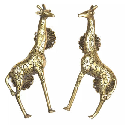 Set of 2 Antique Look Brass Decorative Golden Giraffe Door Handle