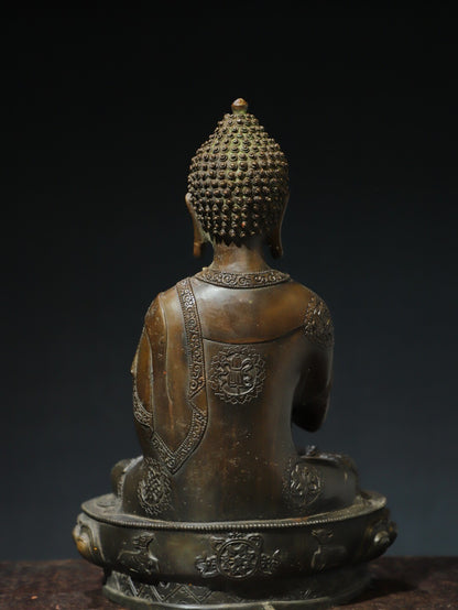 Antique Shakyamuni Buddha Statue Copper Figure Rare Tibetan Altar Sculpture
